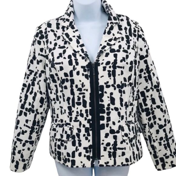 Chico’s Black and White Full Zipper Lined Jacket - Picture 2 of 11